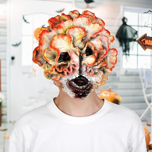 Miniatura 4 de EJWCIG Máscara de clicker Last Us Figura aterradora de hongos de cabeza completa, disfraz de terror de Halloween, máscara de zombi accesorios de