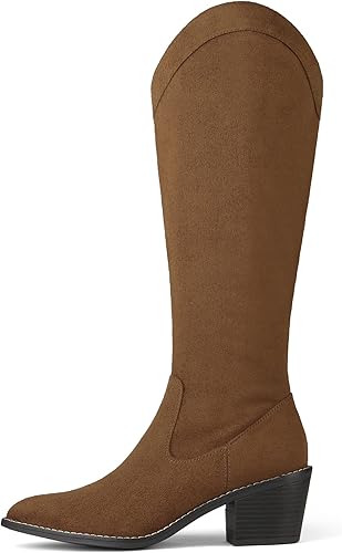 Miniatura 2 de DREAM PAIRS Botas vaqueras para mujer, vaquera occidental, con cremallera, tacón grueso, punta puntiaguda, botas altas hasta la rodilla