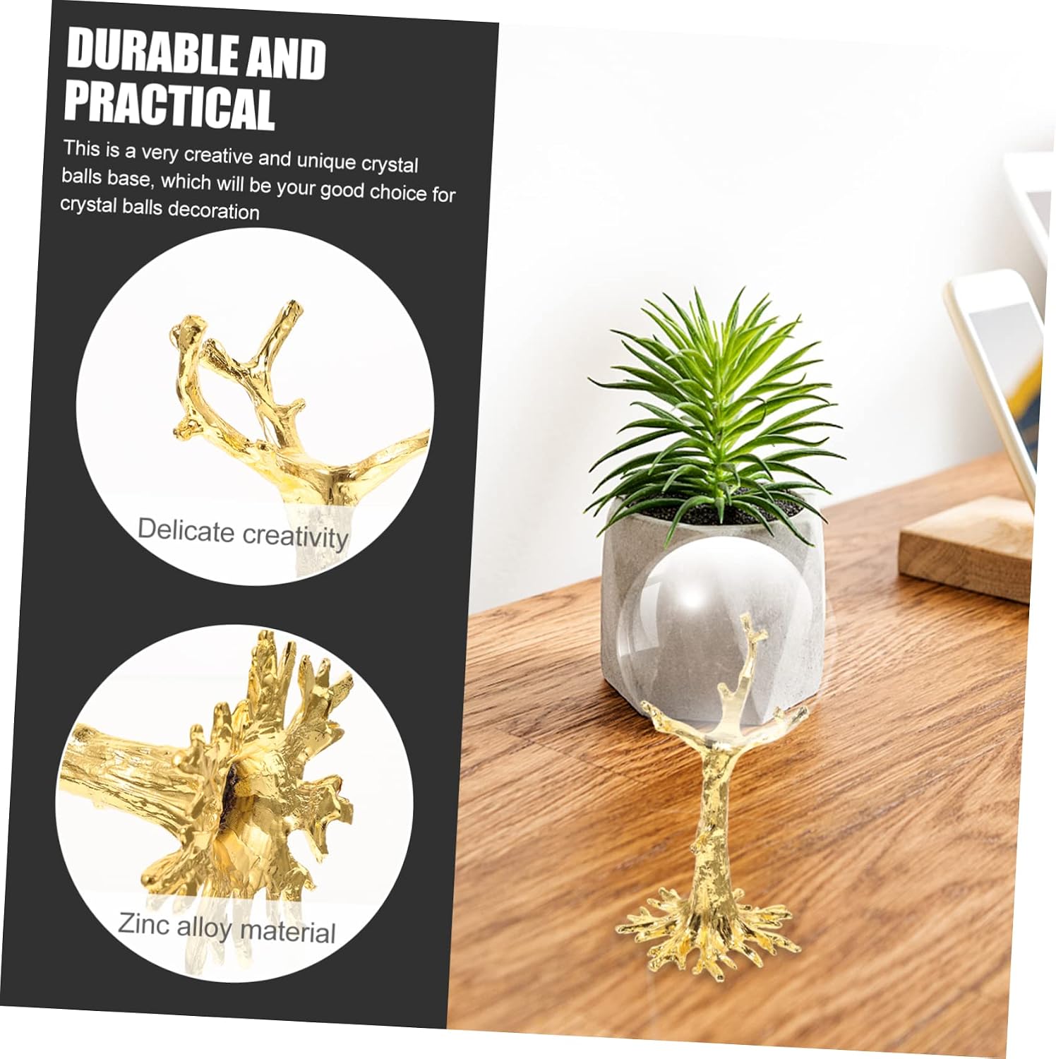 Cabilock Mineral Stone Display Stand Metal Crystal Ball Holder Rotating Plate Stands for Retail Display