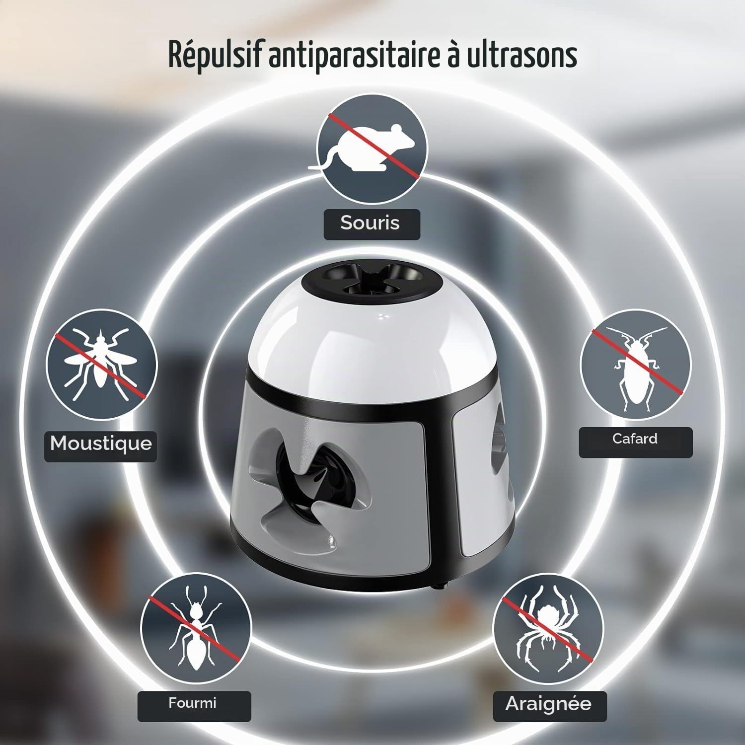 Professionnel Ultrasons Souris à Ultrasons et Rats 360 °, Appareil Répulsif Ultrasons Anti Rongeur Les et la Rats, Souris, Campagnols et Loirs