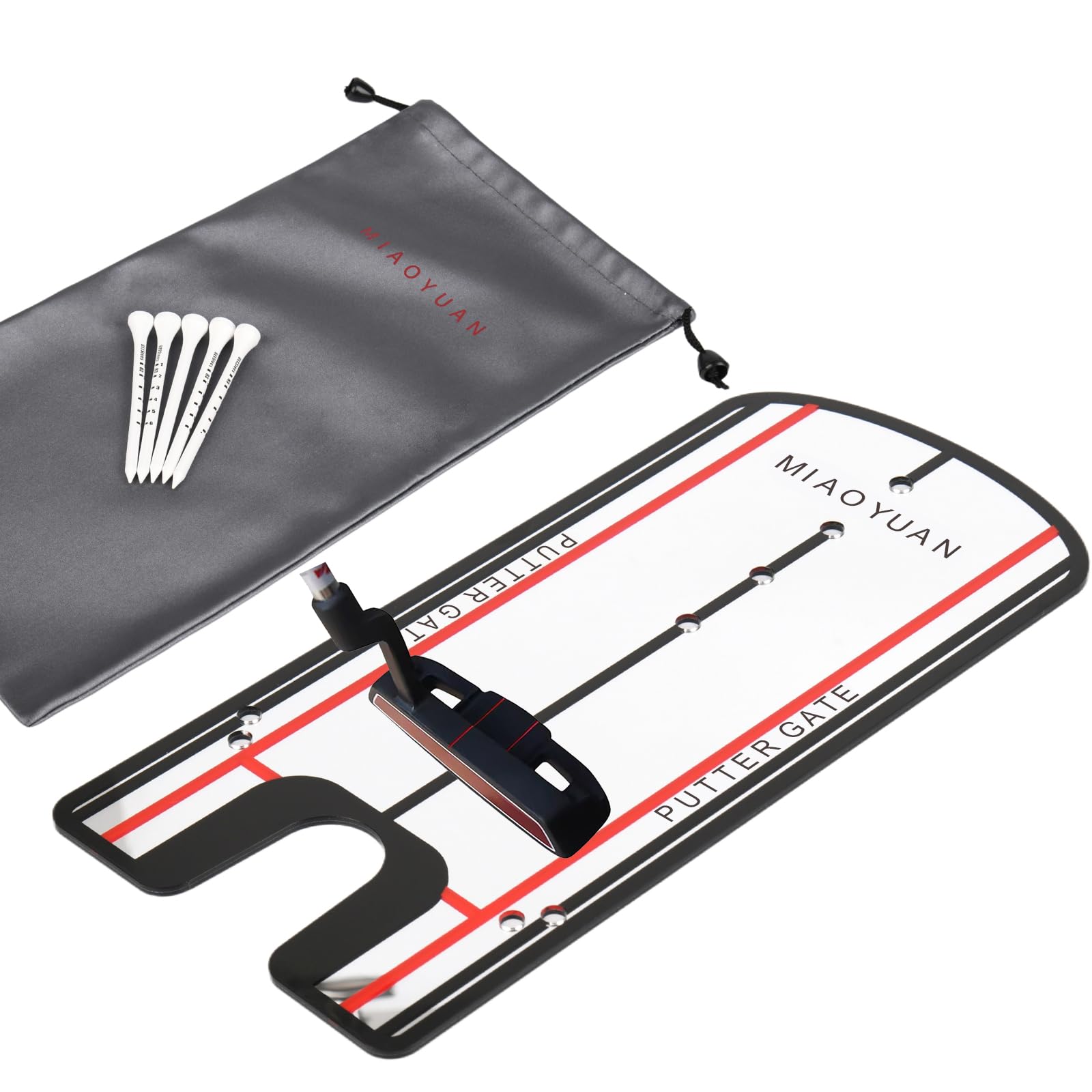 MIAOYUAN Golf Putting Alignment Mirror & Putting Cup Set – Portable Indoor Outdoor Training Aid for Swing Posture, Ball Path & Stroke Accuracy Improvement