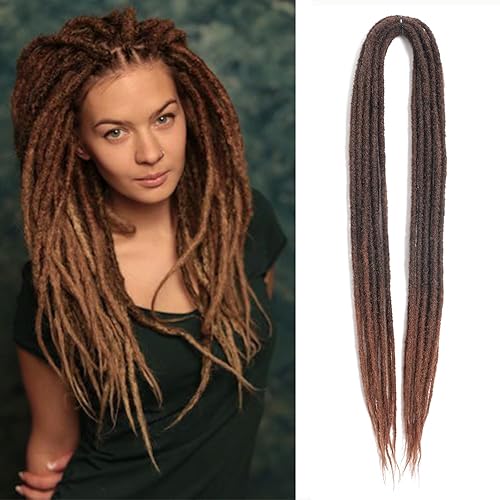 Extensiones de rastas de doble punta de 24 pulgadas, 10 piezas finas hechas a mano, extensiones de rastro de rastas, estilo trenzado para mujer,