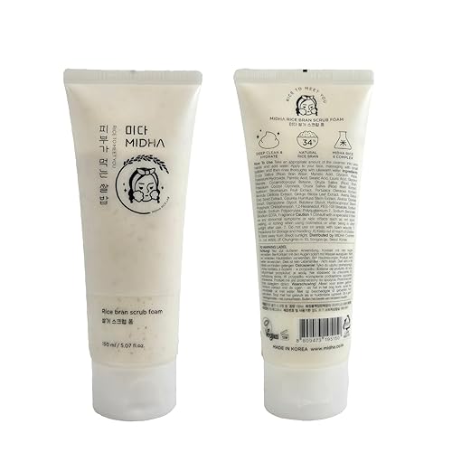 Miniatura 2 de MIDHA Espuma exfoliante de salvado de arroz, 5.07 onzas líquidas, limpieza profunda, purificadora de poros, exfoliante suave, lavado facial de