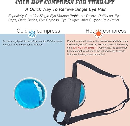 Miniatura 10 de GELMAY Parches de ojos para ojos hinchados, parches de ojos de hielo, compresión fría y caliente para estrabismo ojos perezosos, parche de seda pura