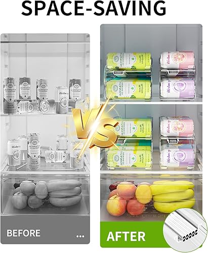 Miniatura 5 de Organizador de latas de soda, paquete de 2, organizadores automáticos de latas para refrigerador, dispensador de latas ancho + delgado de doble