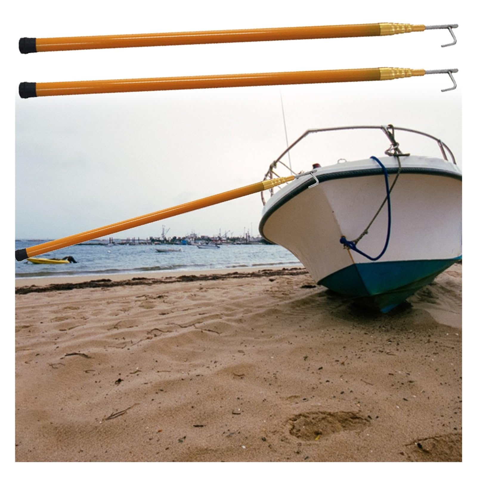 Mezzo Marinaio Telescopico Gancio per Barca Blu/Marrone/Giallo, Gancio per Barca da Pesca per Impieghi Gravosi, Confezione da 2, Attrezzatura di Sicurezza Marittima(Yellow 2 Pack,19.7 ft/6m)