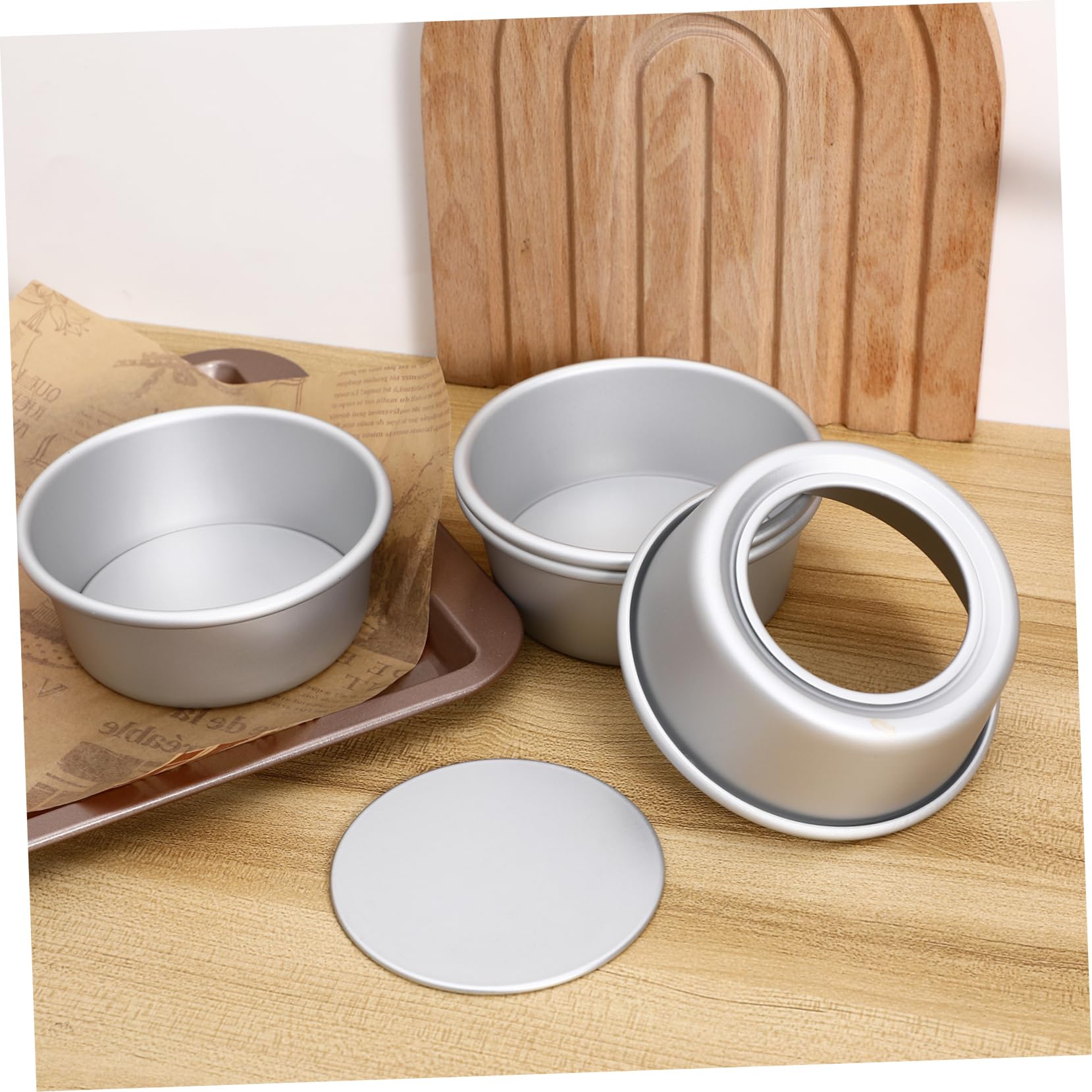 Moules à gâteaux, moules à gâteaux Lot de 4 moules à gâteaux ronds en alliage d'aluminium, petits moules à gâteaux avec fond amovible, démoulage facile for la cuisson