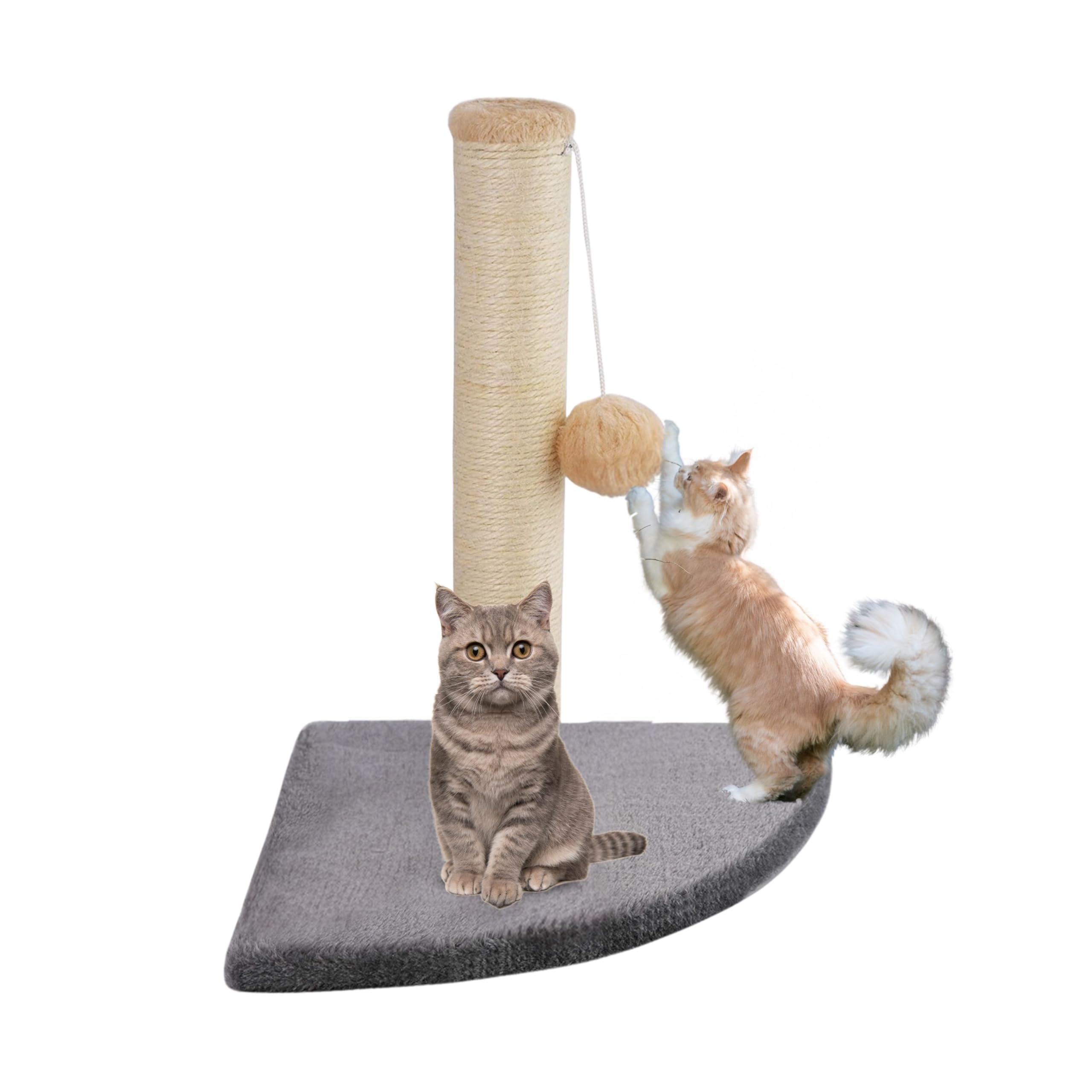 ALAYSTAR Robust Cat Pet Corner Sisal Design Scratching Pole Post Toy – Climbing Activity Centre for Cat Kitten with Hanging Ball