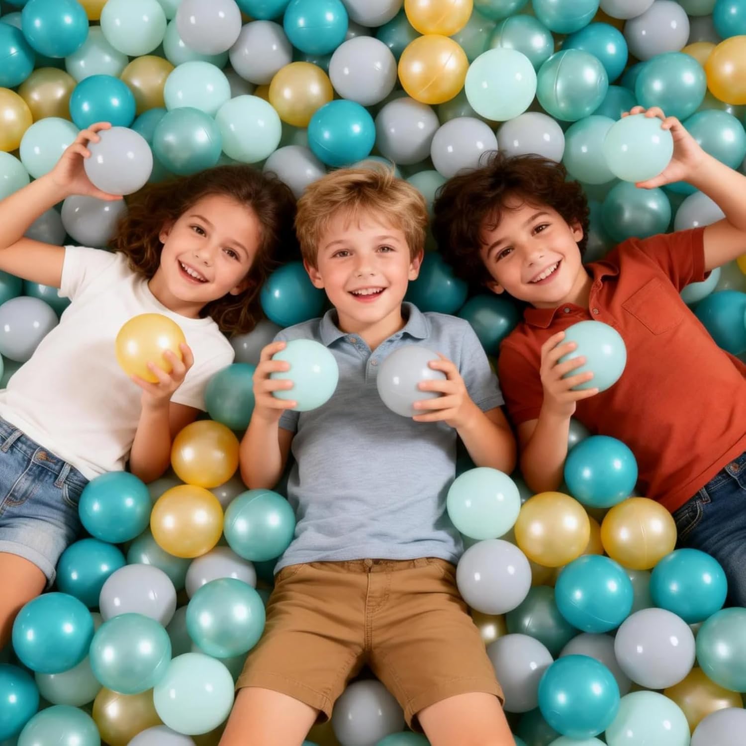 Ball Pit Balls Pack of 100 200 500 - Star and Round Set BPA Free Phthalate Free Non-Toxic Crush Proof Play Balls Soft Plastic Balls for Toddlers Baby Kids Birthday Pool Tent Party