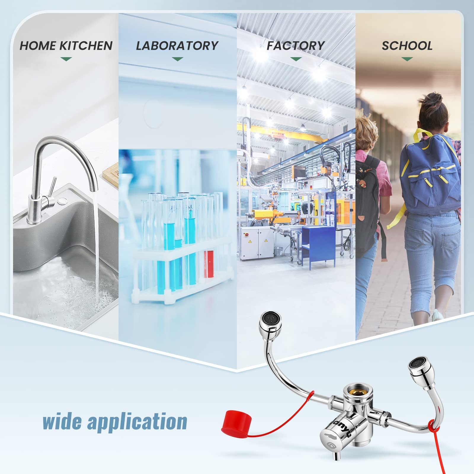 Stazione di lavaggio oculare d'emergenza con rubinetto 360° regolabile per laboratorio