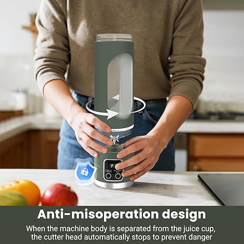 Miniatura 4 de Licuadora portátil personal eléctrica USB, exprimidor portátil de 16.9 fl oz, licuadora pequeña, mezcla, compacta, conveniente y versátil (verde)