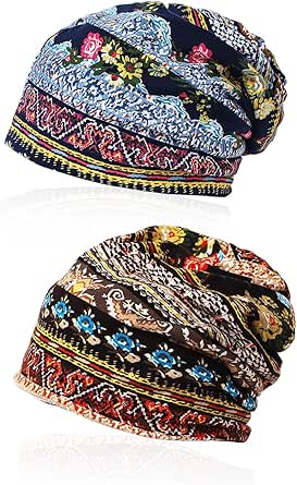 2 Copricapi Etnici Donna - Turbanti Avvolgenti In Cotone Elastico Per Stile E Comfort - Foto 4