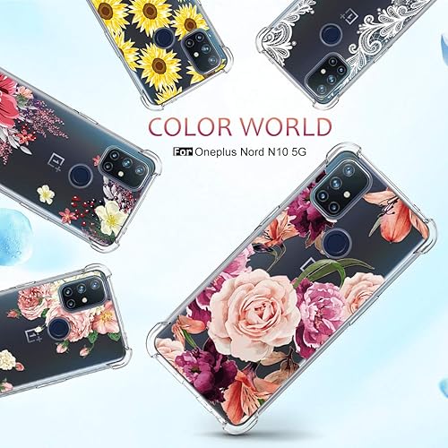 Miniatura 7 de Osophter Oneplus N10 Funda para Oneplus Nord N10, funda floral floral para niñas y mujeres, absorción de golpes flexible de goma TPU funda para