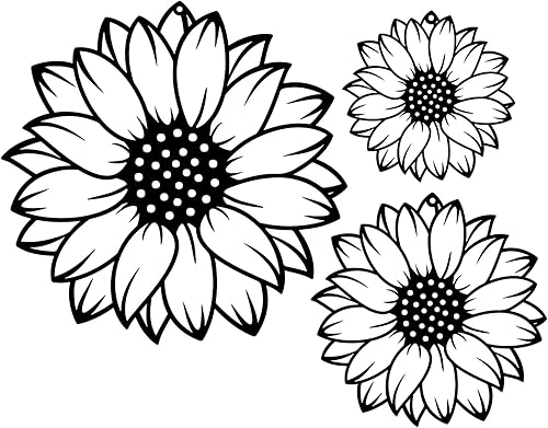 RESACO Decoración de pared de girasol, 3 piezas, flores, arte de pared de metal, girasoles negros, decoración del hogar para baño, granja, sala