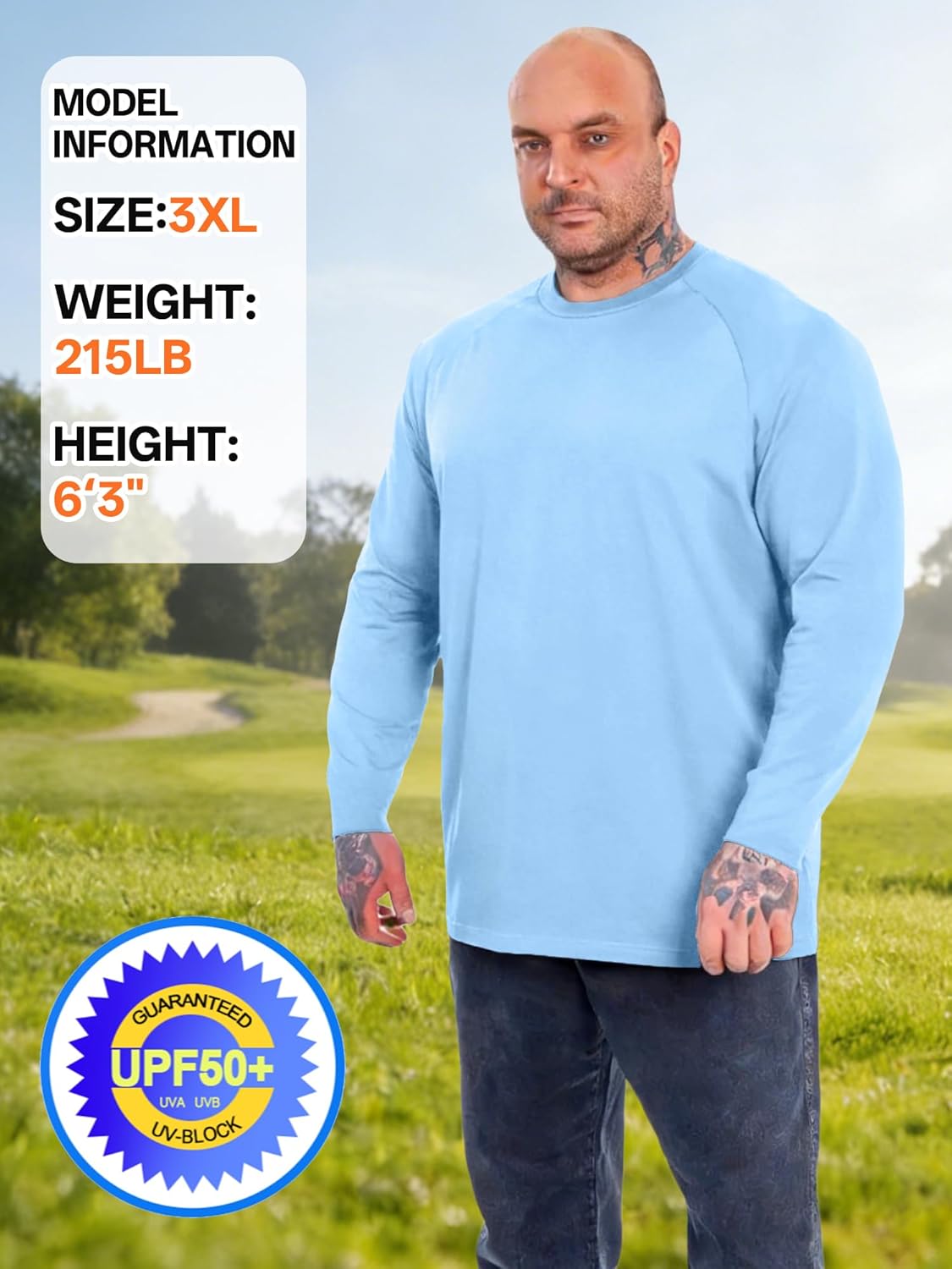 ZITY 3 Pack Long Sleeve Shirts for Men UPF 50+ Sun Protection Crew Neck T-Shirt Rash Guard for Hiking Running Swimming