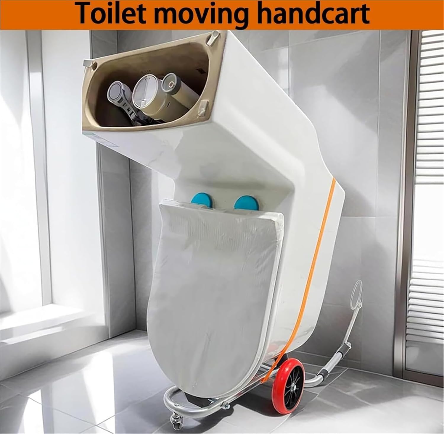 Heavy-Duty Cat Toilet Lift Tool, Bathroom Support Platform for Plumbers, Adjustable Toilet Installation Cart, Rolling Hand Truck for Easy Toilet Setup