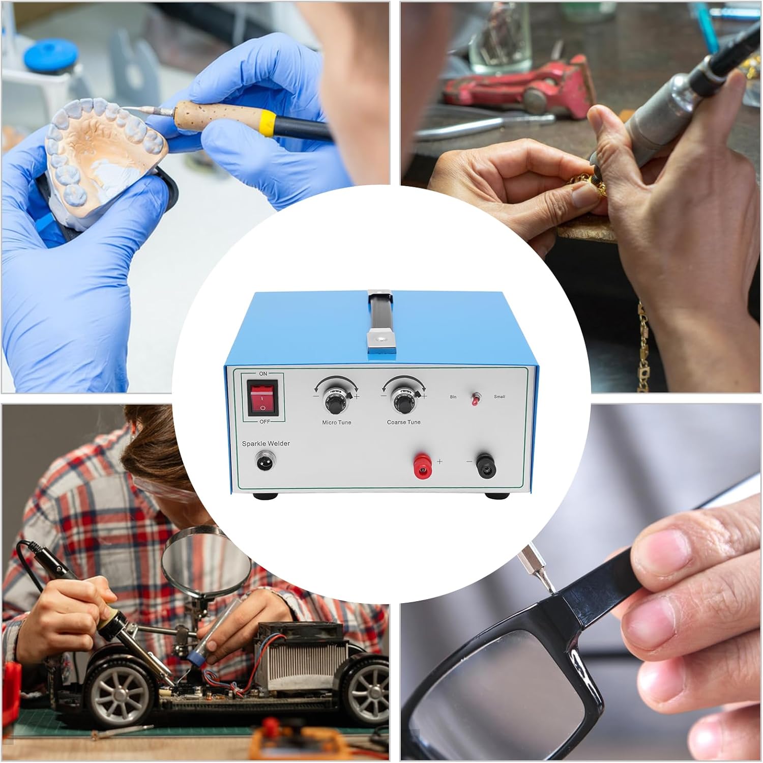 Permanent Jewelry Welder Jewelry Spot Welding Machine, 80A 110V 600W Portable Professional Precise Jewelry Spot Welder Electric Soldering Machine Gold Silver Jewelry Tool Spot Welder Kit (Blue)