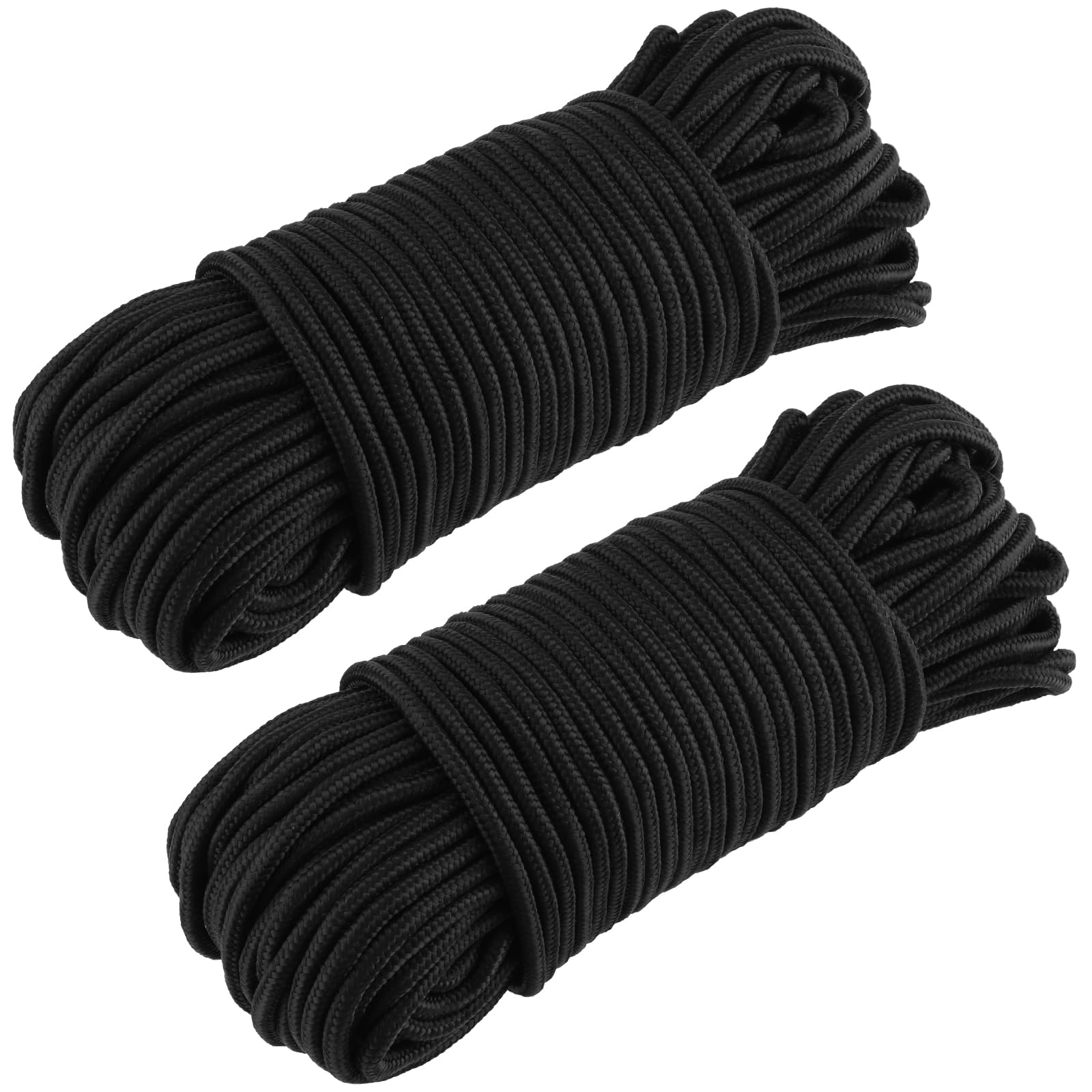 Corde en Nylon Indéchirable 50M Lot de 2 Épaissi Noir Pour Bateau Pneumatique et Activités Outdoor