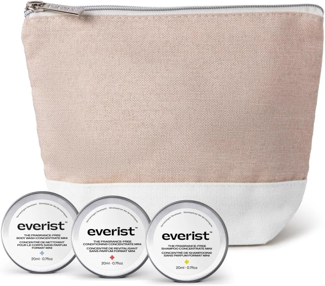 The Shower Essentials Travel Kit, Hydrating for All Hair and Skin Types (Fragrance Free)