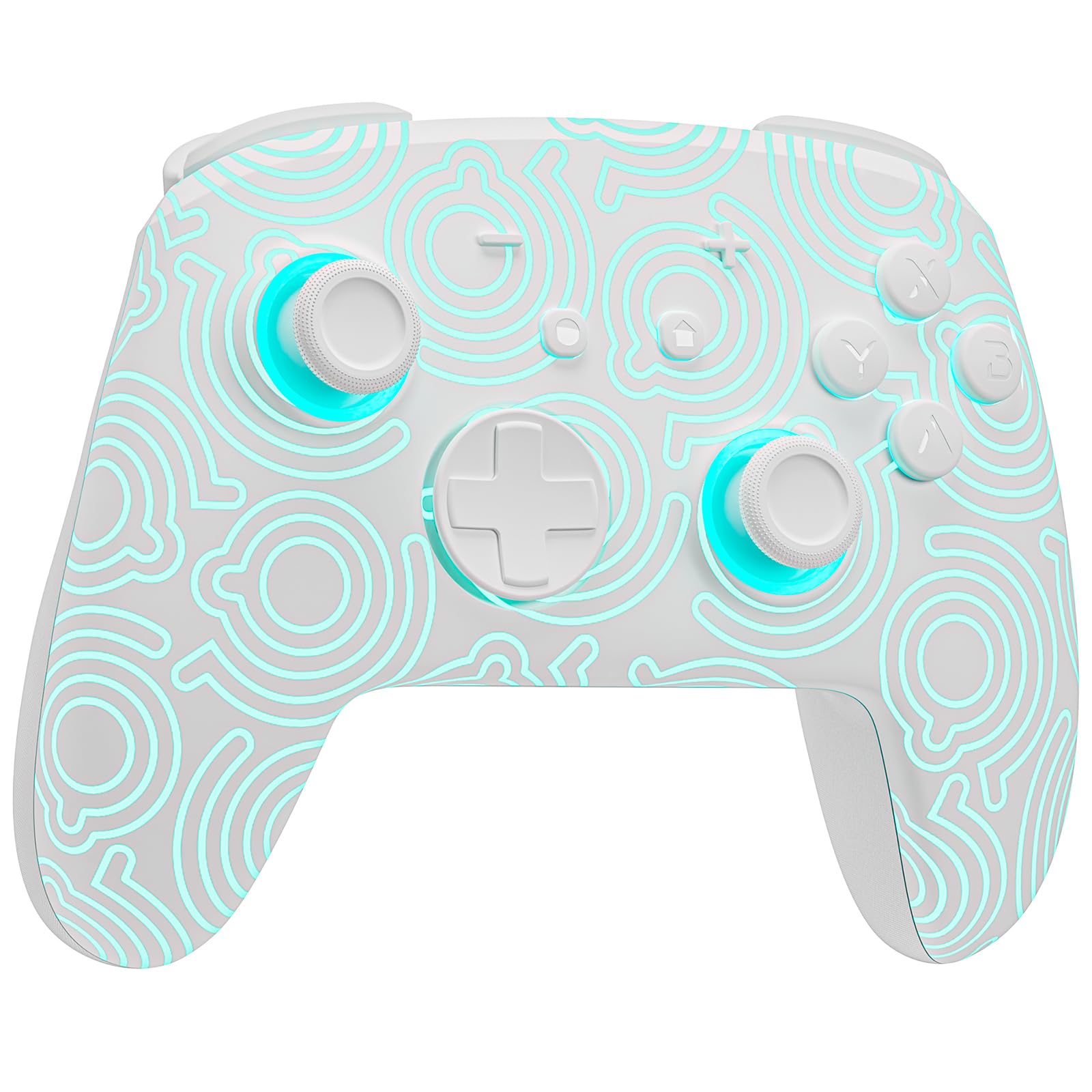 Mando Pro Switch 2, Mando Inalambrico Compatible con Switch 2/OLED/Lite, Firefly Pro Controller Bluetooth con Efecto Hall/7 LED Colores/Botones Traseros/Turbo/Control de Movimiento - Blanco