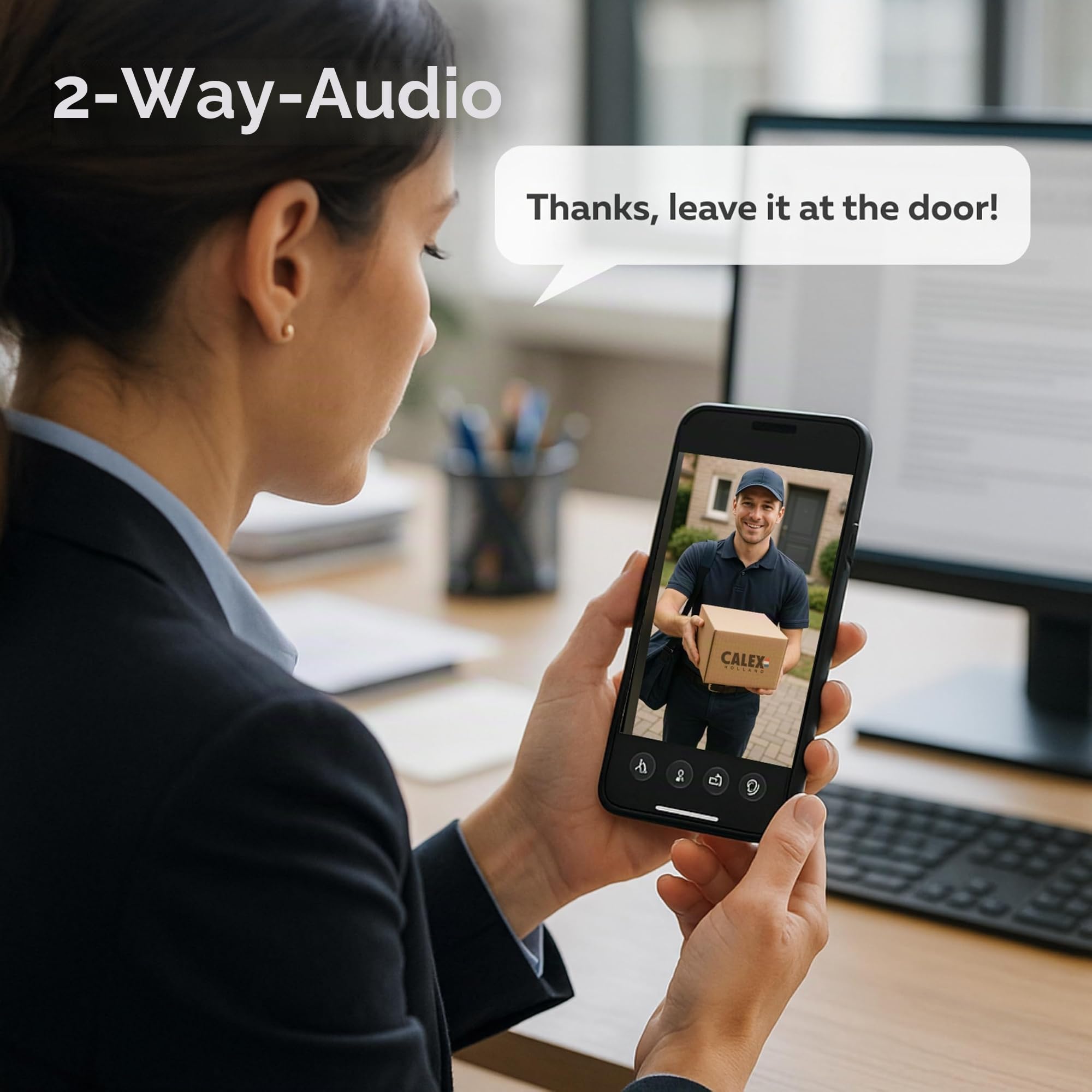 CALEX Smart Security Video-Türklingel, 2K Kamera mit App-Steuerung, Nachtsicht, 2-Wege-Audio, Bewegungserkennung, Cloud & SD-Speicher, wasserdicht, inkl. Chime, Weiß