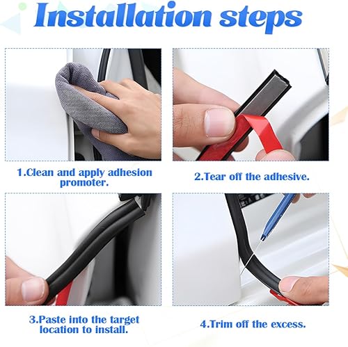 Miniatura 5 de BESULEN Burlete en forma de D, tira de sello de goma para borde de puerta de automóvil, burlete hueco autoadhesivo 3M, tira de sellado insonorizada