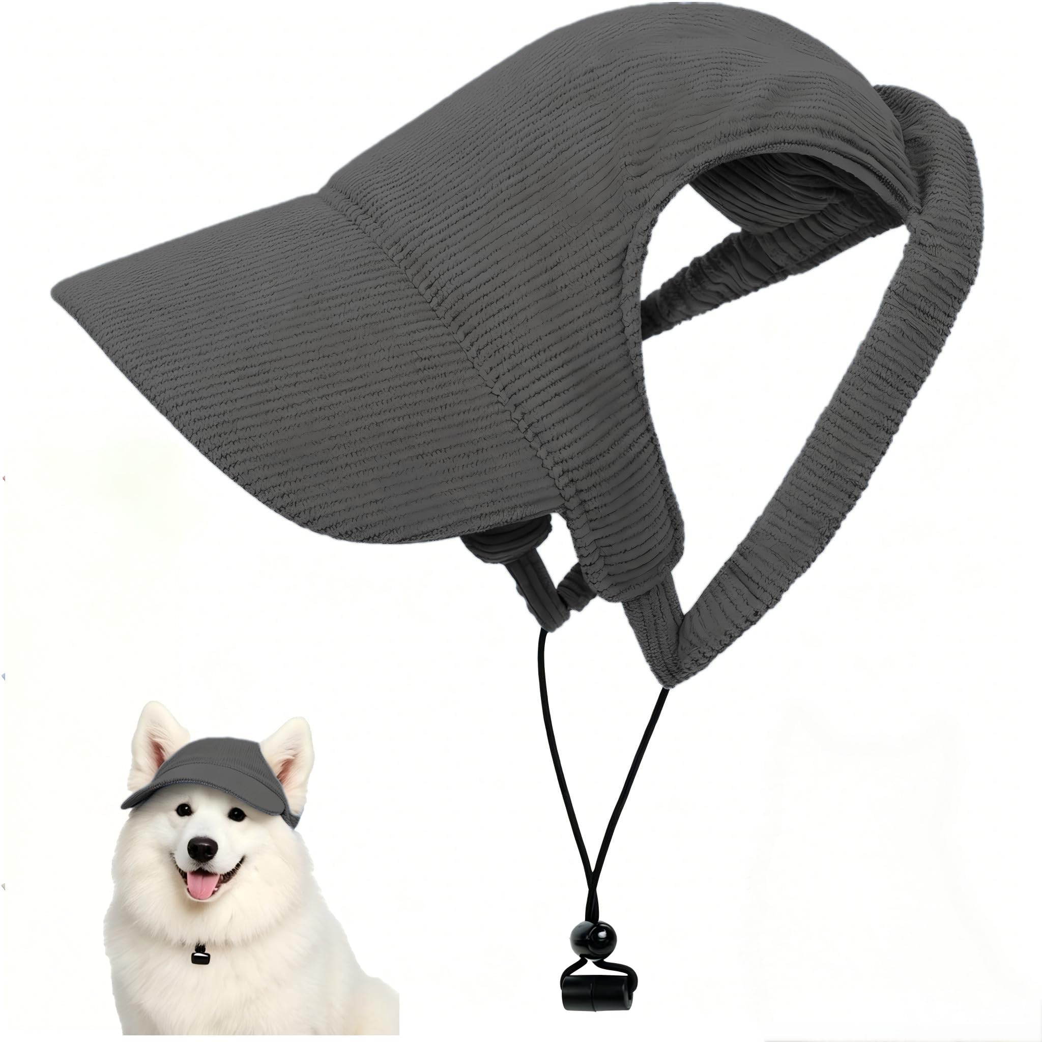 Dog Summer Sun Hat Adjustable Dog Baseball Cap with Ear Holes, Summer Pet Cat Sun Protection Visor Cap, Lightweight Bucket Hat for Puppy Small Medium Large Dogs Cats，Black：XS