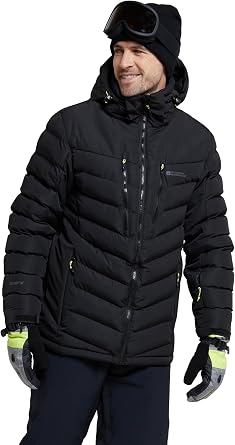 Mountain Warehouse Vulcan Mens Padded Ski Jacket - Snowproof & Breathable Coat with Padded Insulation, Detachable Hood & Snowskirt - For Winter Skiing & Winter Sports
