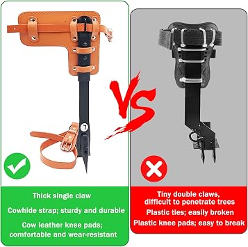 Upgrade Leather Tree Climbing Spikes,Tree Climbing Gear,Tree Spurs with Adjustable Length Design,Tree Spikes for Climbing,Tree Spikes for Tree Work,Logging, Fruit Picking (Yellow)