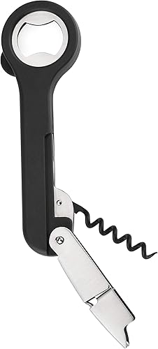 Miniatura 8 de Host Sacacorchos de doble bisagra, abridor de botellas de acero inoxidable y cortador de lámina, llave de vino, accesorios de bar, juego de 1, negro