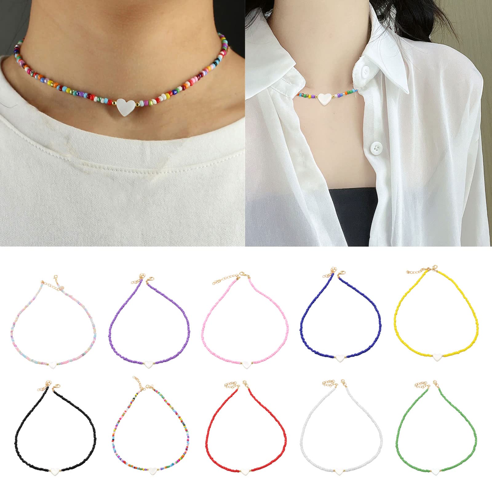 Collana Lunga Bohémien Con Foglie E Perline Colorate – Stile Hippie, Gioiello Donna In Ceramica