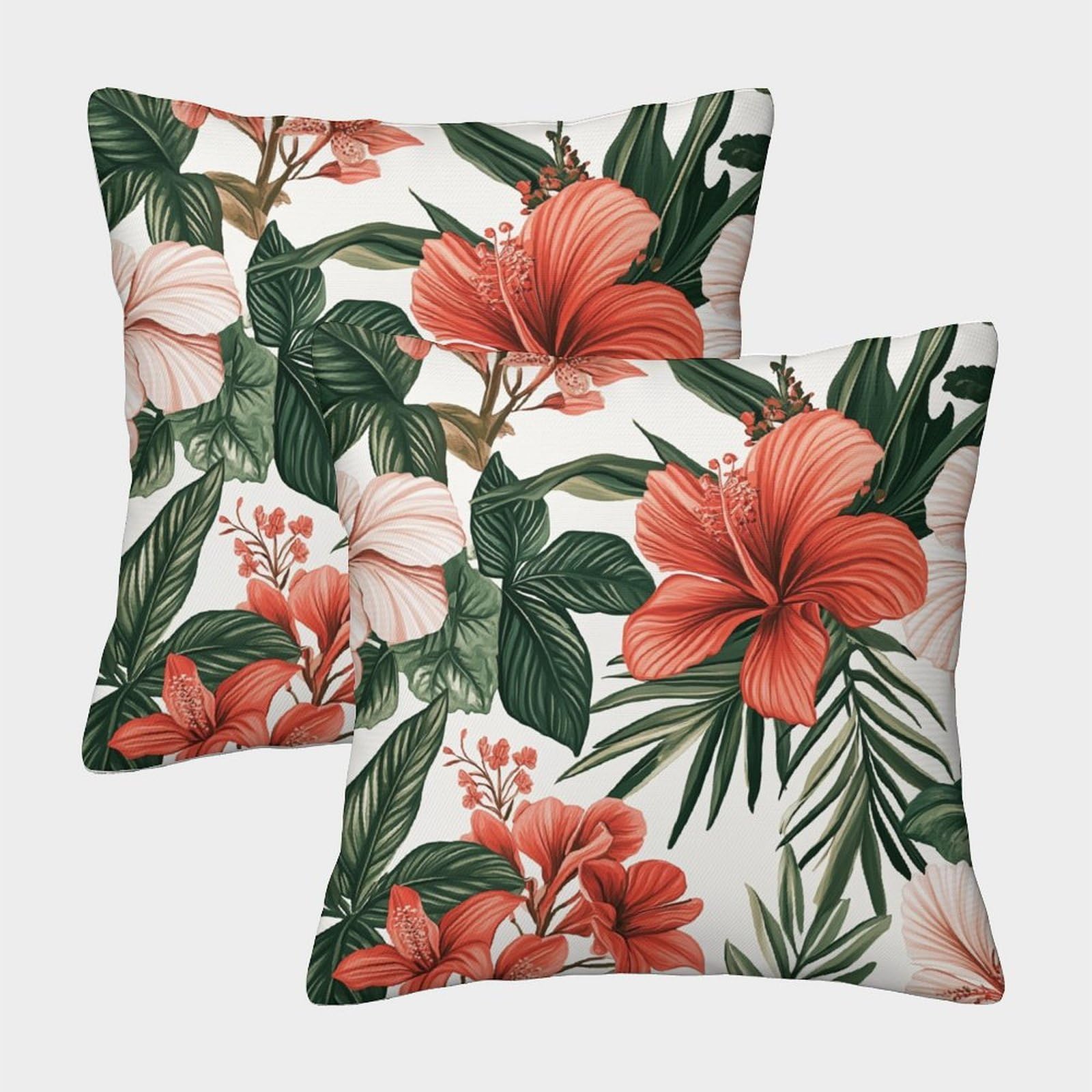kaiyun 2 Pack Tropical Plants Pillow Case Home Decoration Sofa Flowers And Leaves Cushion Cover 50x50cm
