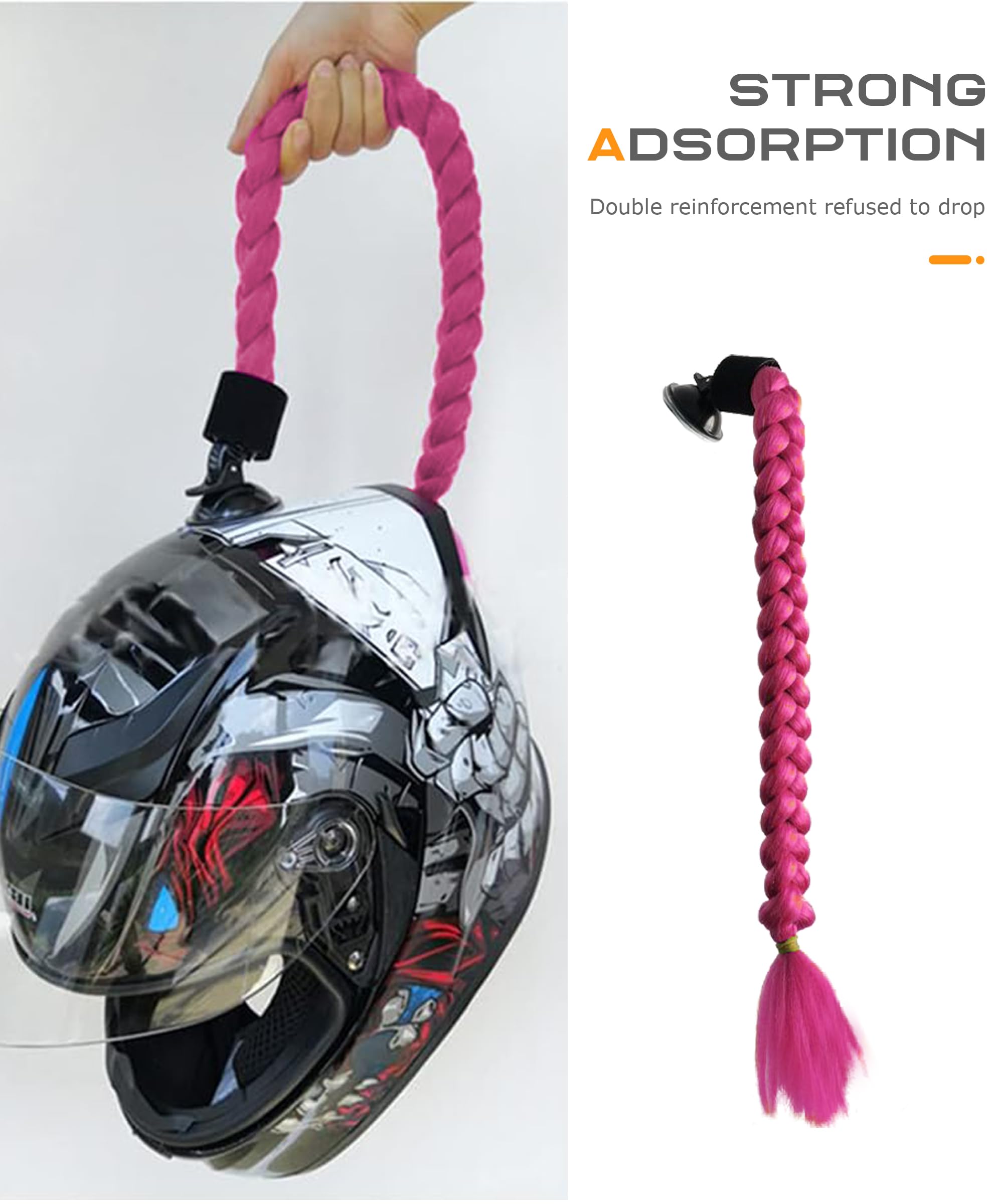 Trecce Per Casco Moto Con Ventosa - Coda Di Cavallo Decorativa Rimovibile - Vari Colori - Foto 5