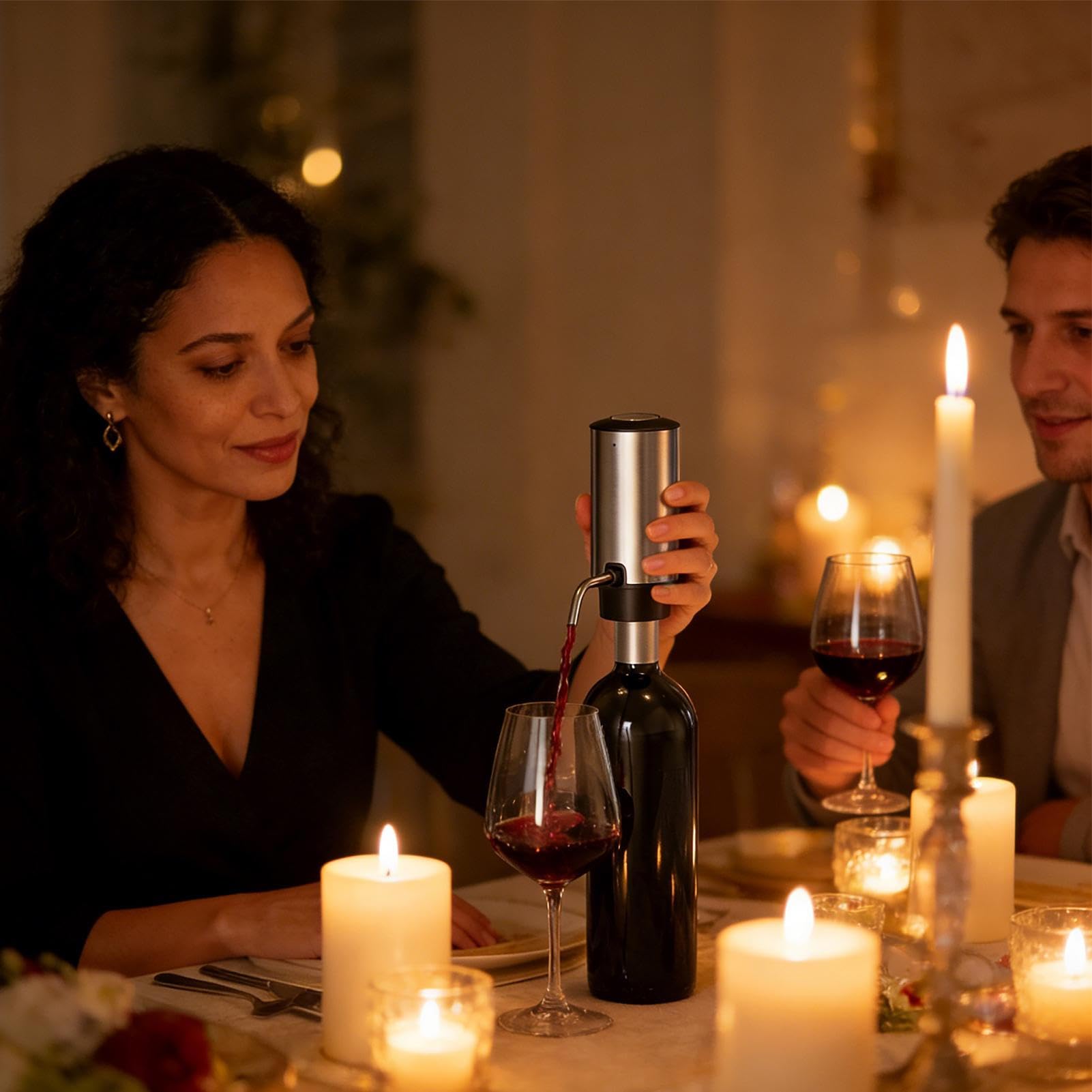Aeratore per vino in acciaio inox, ricaricabile, portatile