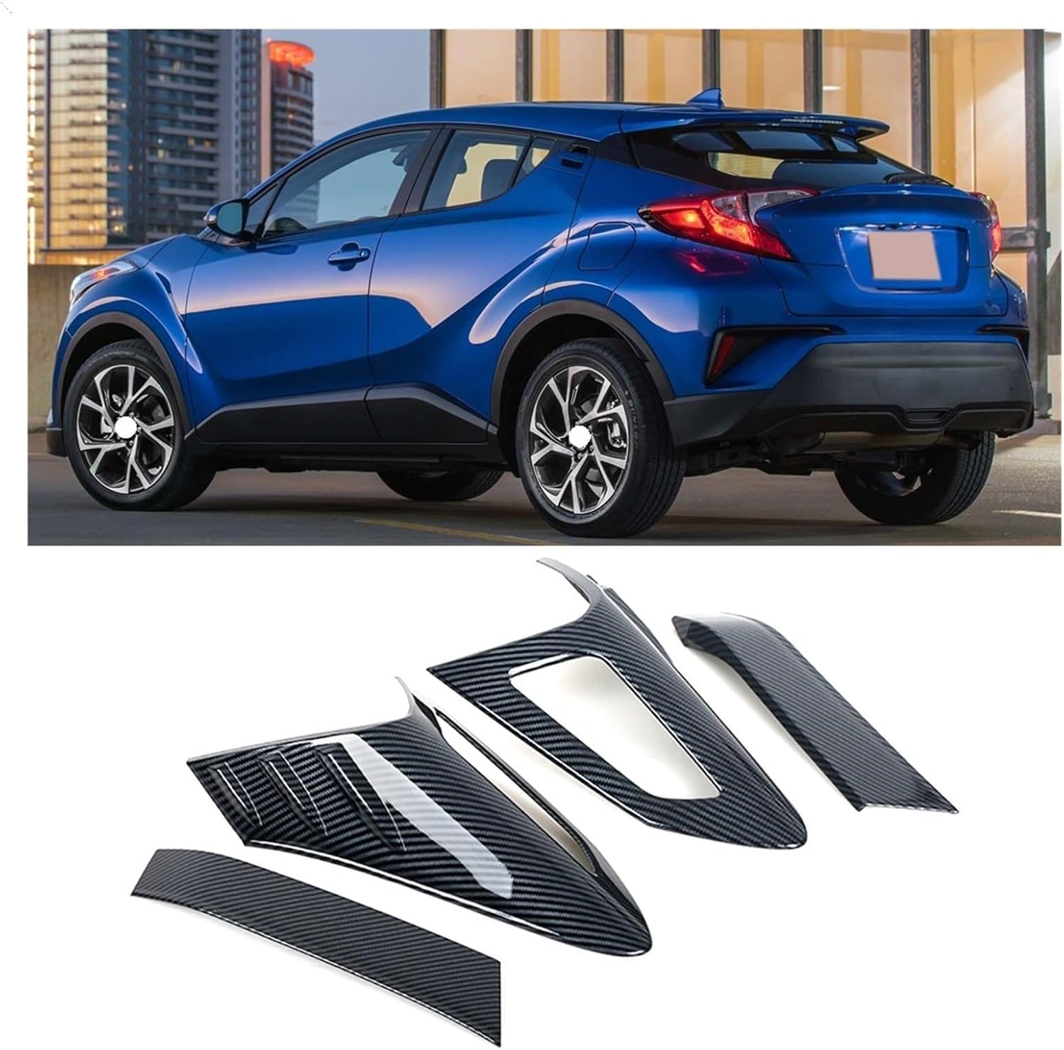4Pcs Rear Back Lamp Tail Light Cover Trim Frame Protector Sticker Car Styling Accessory Compatible for Toyota CHR C-HR 2016 2017 2018(Carbon Fiber)