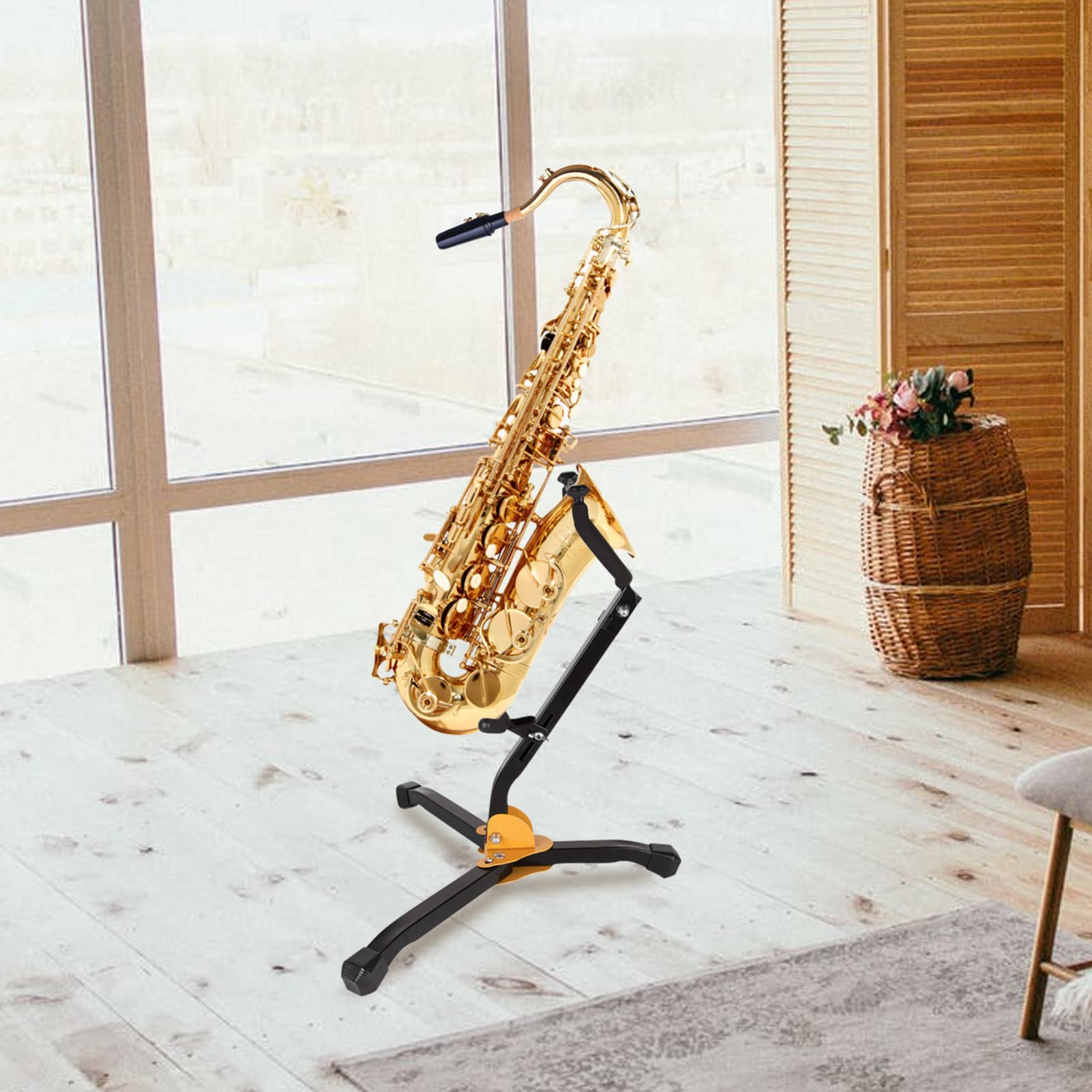 FRCOLOR Robuster Saxophonständer für Altsaxophon und Tenorsaxophon Faltbar und Tragbar mit Rutschfestem Eisen und Abs Material für Musikunterricht und Zuhause