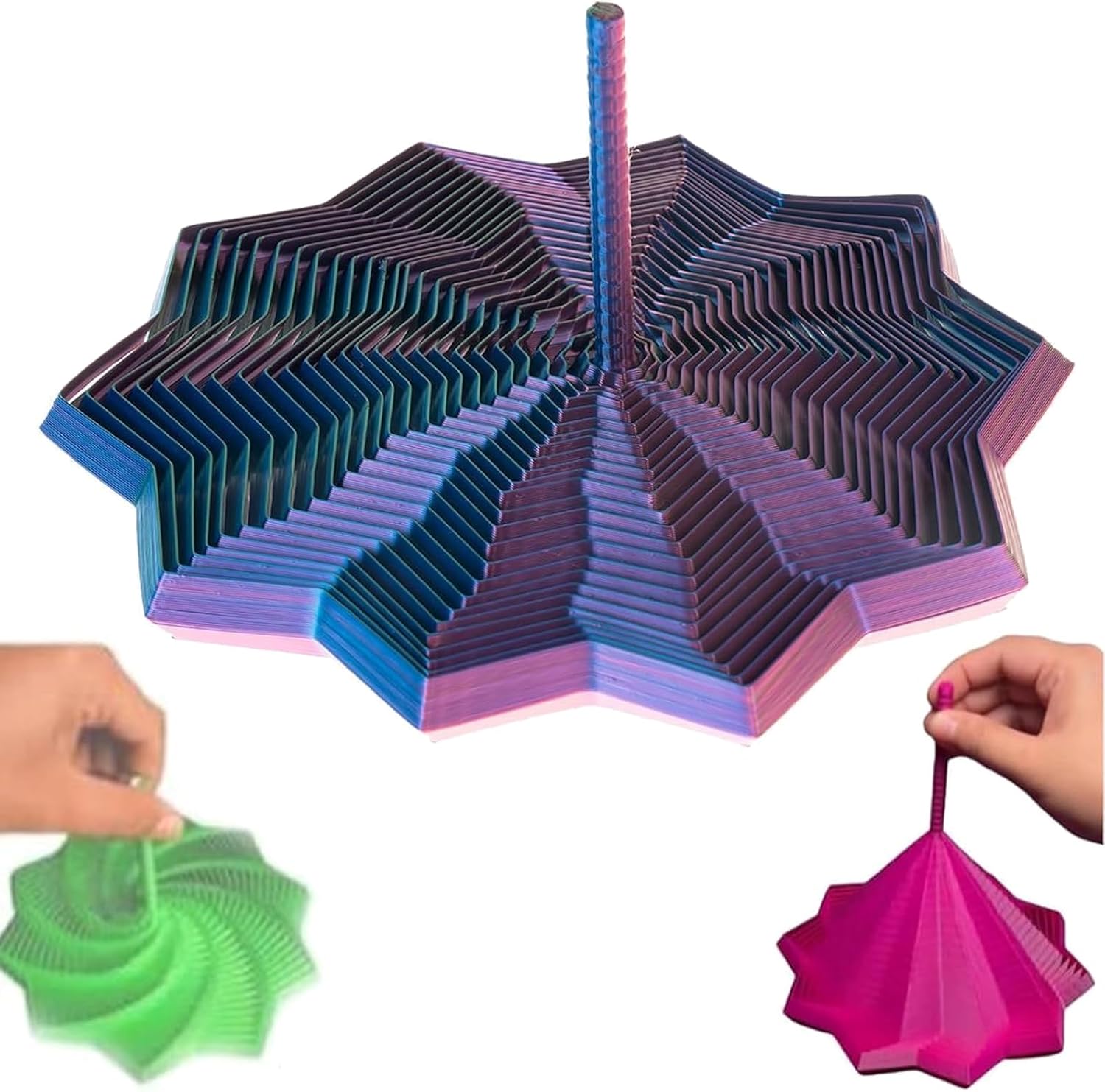 3D Printed Expanded Sensory Fidget Star, Fractal Fidget Hexagon with Handles, Colorful Whirling Spiral Design, 2025 New Star Shaped Fidget Star (F Type, Small)