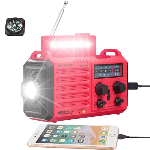 Weather Radio NOAA Alert with Battery Backup 5000mAh/18500mWh