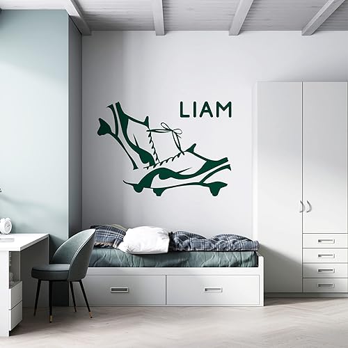 Miniatura 7 de Decoración de pared de fútbol con jugador pateando una pelota calcomanía de vinilo personalizada para jugador de fútbol decoración de fútbol de