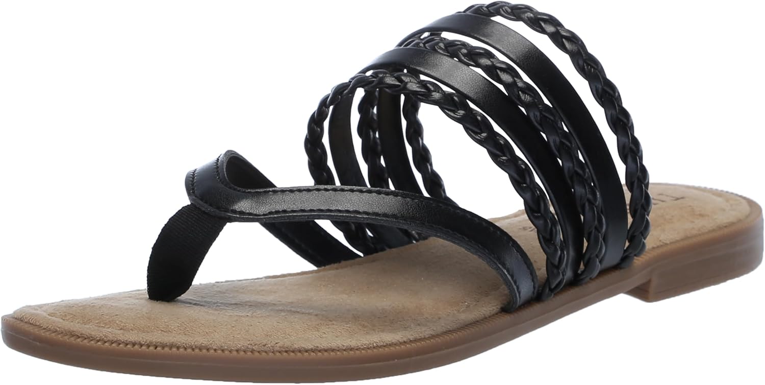Women's Anji Flat Sandal, Black, 8.5