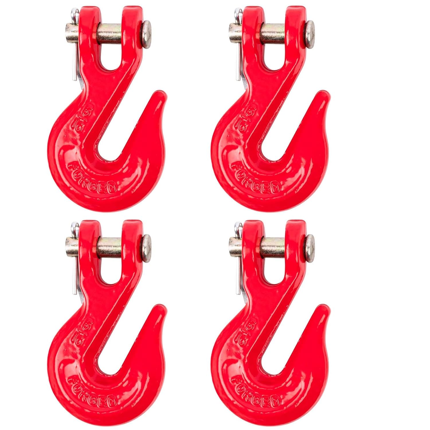 3/8'' G80 Clevis Grab Hook,10 Pack Heavy Duty Grade 80 Chain Hooks 3/8 Inch, 7,100 Lbs Working Load Limit, 3/8 in G80 Tow Hooks Transport Chian Hooks Trailer Truck Hooks - Red