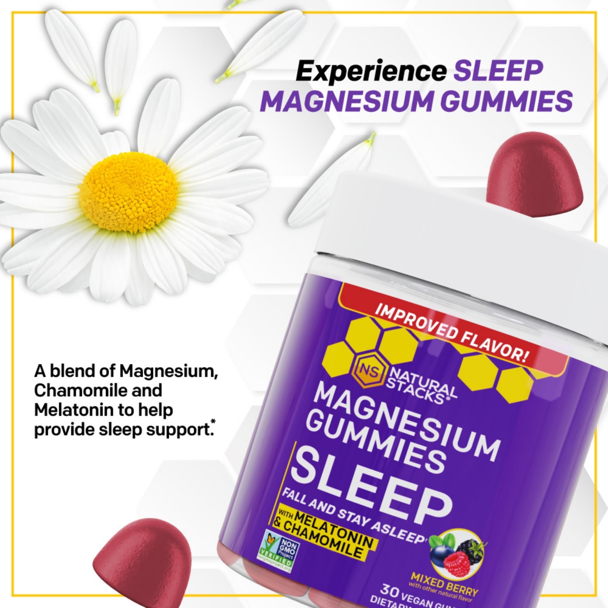 Sleep Magnesium Gummies w/Melatonin & Chamomile - 30 Mixed Berry Chewables — Amazon image 5