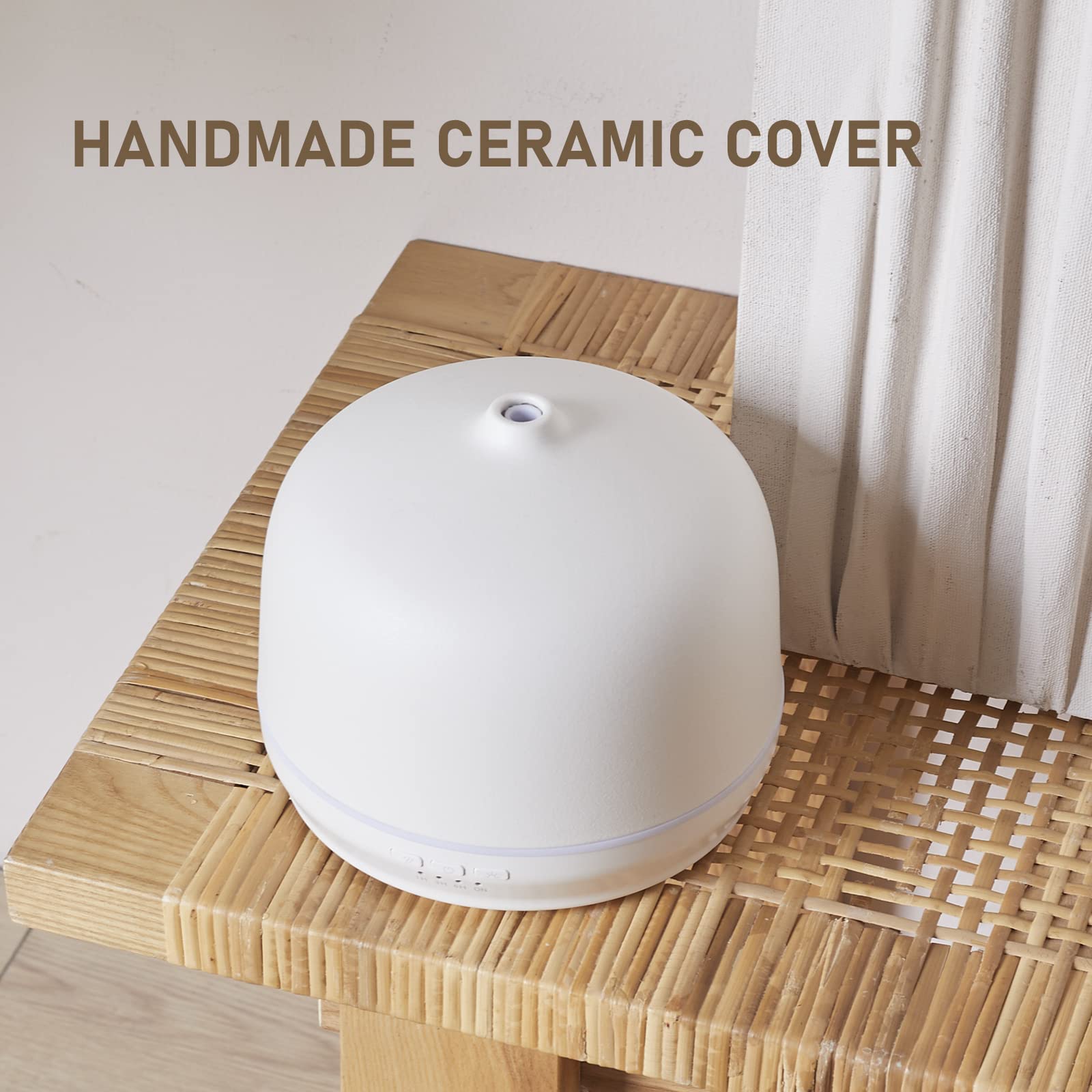 Diffusori di oli essenziali per aromaterapia per la casa grande stanza, diffusore d'aria in ceramica diffusore di aromi ad ultrasuoni 500 ml con temporizzazione: bianco