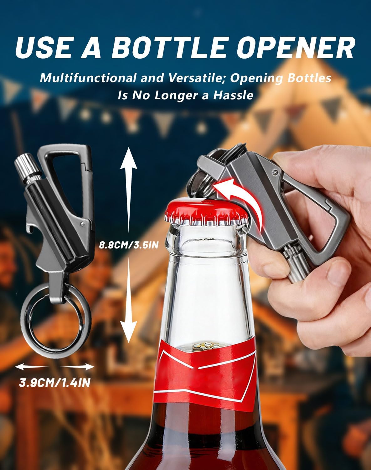 Lighter, Match, 2026 New 3 in 1 Lighter, with Multitool Keychain Bottle Opener, Waterproof Reusable Matchstick, for Outdoor Camping Hiking (Set)
