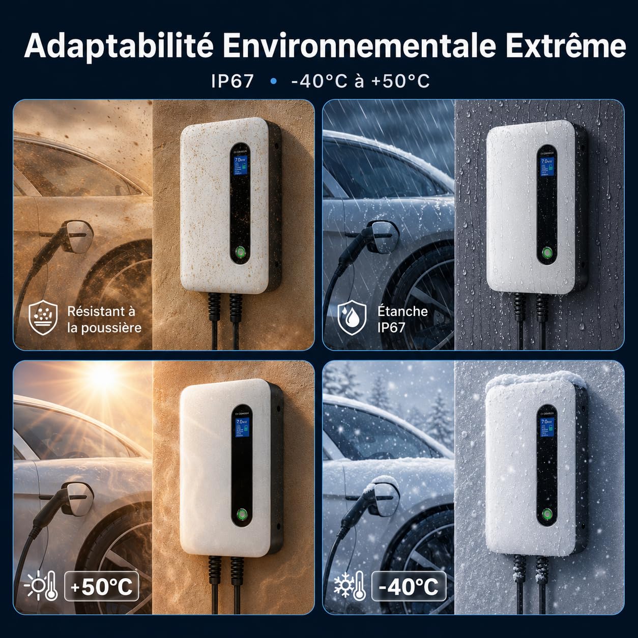 Borne de Recharge 7KW avec APP Contôle, Type 2 Chargeur Véhicule Électrique avec écran LCD[IEC 62196-2, 8-32A, 6+1m], Monophasé 32A Wallbox 7.2kW Compatible avec Tous Les EV