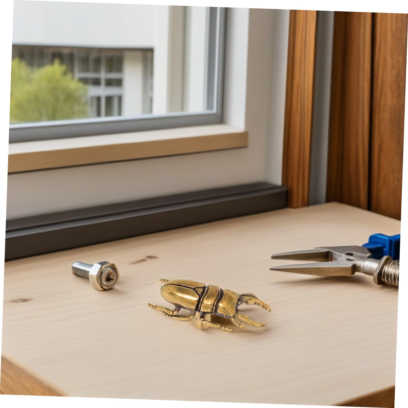 HOMSFOU Schubladenknöpfe aus antikem Messing, mit Schrauben, Insektenschrankgriffe für Küche, Kleiderschrank, Kommode, Möbel, Hardware, einzigartige dekorative Messing-Käfergriffe