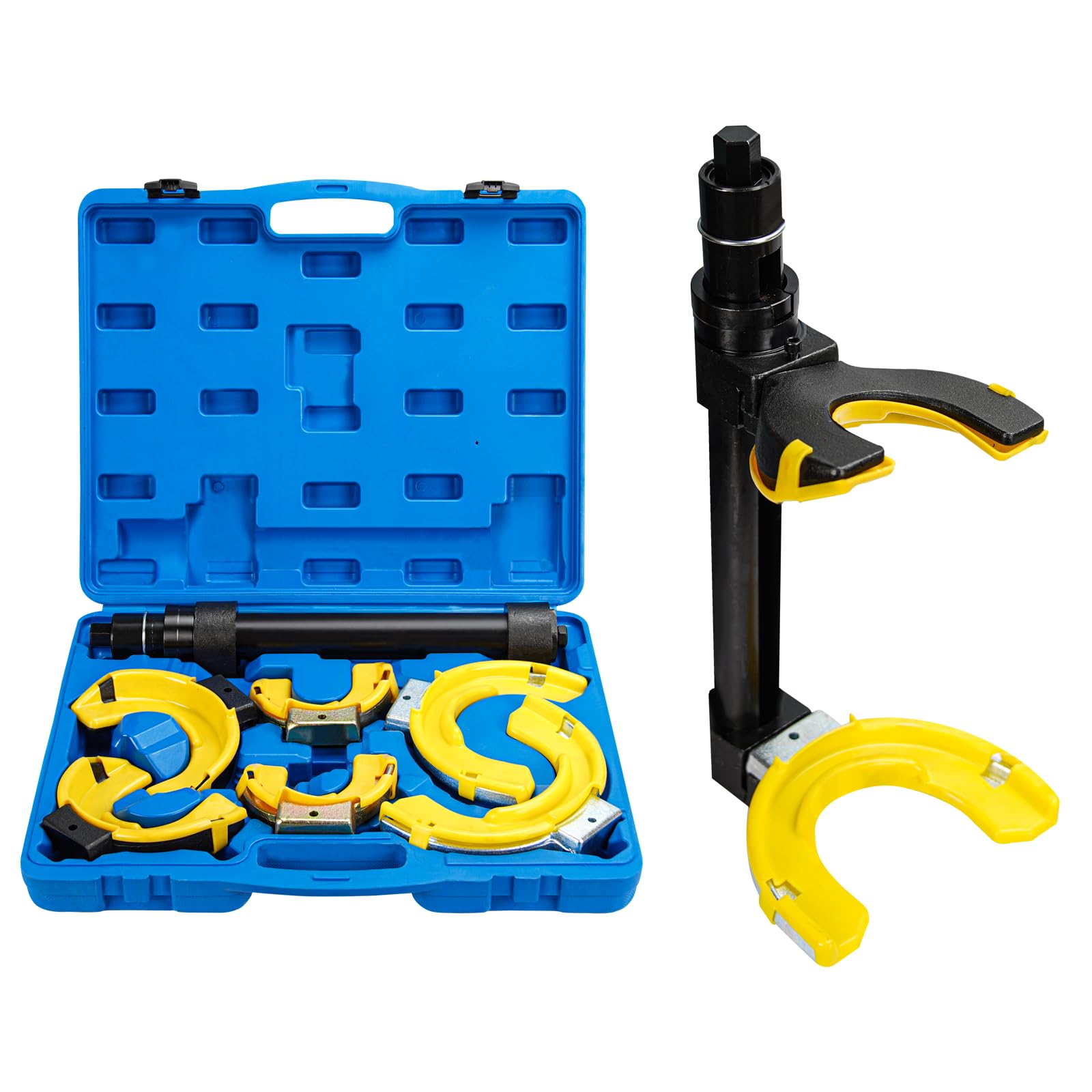 Photo 1 of Handor Strut Spring Compressor Set Macpherson Strut Spring Compressor Kit Interchangeable Fork Strut Coil Extractor Remover Tool with Protective Sleeve & Carrying Case 7PCS (USED, DIFFRENT COLOR)