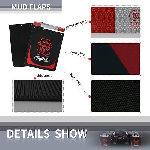 Miniatura 8 de Mud Flaps for Semi Truck, 24''X30'' Heavy-Duty Mud Guards Splash FlapsBlack Semi Mud Flaps for Trailer Freightliner Kenworth Peterbilt