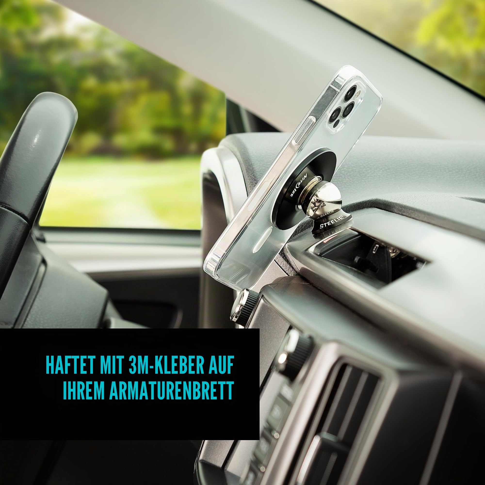 Nite Ize Steelie Orbiter Plus Dash Kit, kompatibel mit MagSafe Autohalterung für iPhone 12, 13, Pro Max, Mini