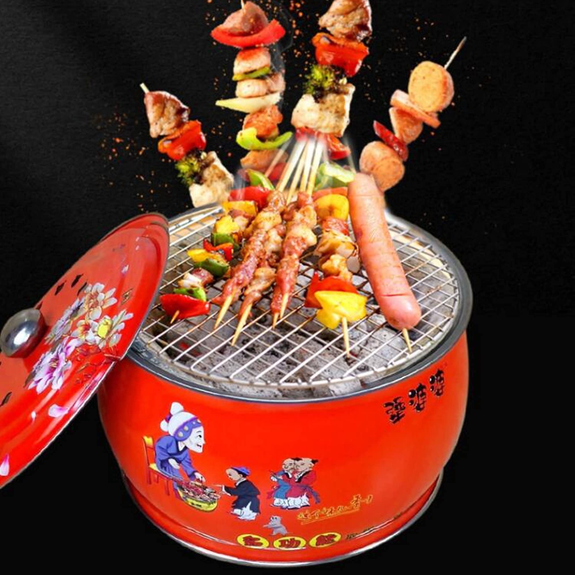 Palenisko zewnętrzne z pogrzebaczem, grillem, paleniskiem opalanym drewnem z pniami węgla, przenośny podgrzewacz lodu, grzejnik tarasowy na patio, kemping, PIC